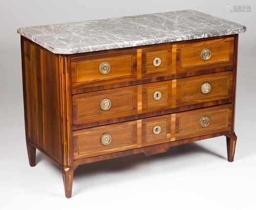 A D.Maria chest of drawersVeneered in rosewood and other timbersMarquetry decoration and gi