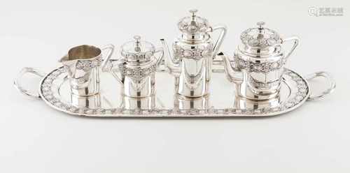 A Belle Époque tea and coffee set with tray