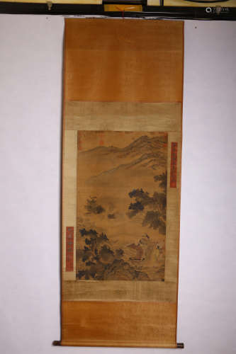 A CHINESE PAINTING SILK SCROLL, MA YUANQIN MARK