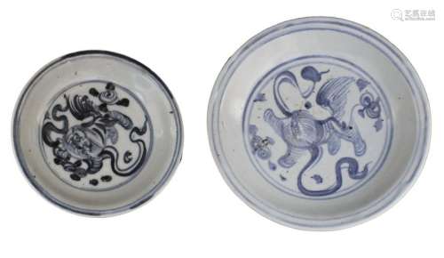 TWO ‘BLUE AND WHITE’ DISHES\t China, Ming dynasty, …
