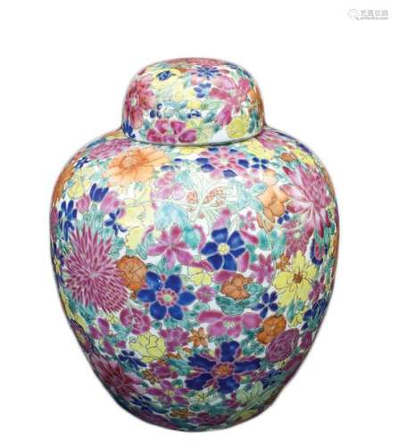 A ‘MILLE FLEURS’ OVOID VASE AND COVER 20th century…