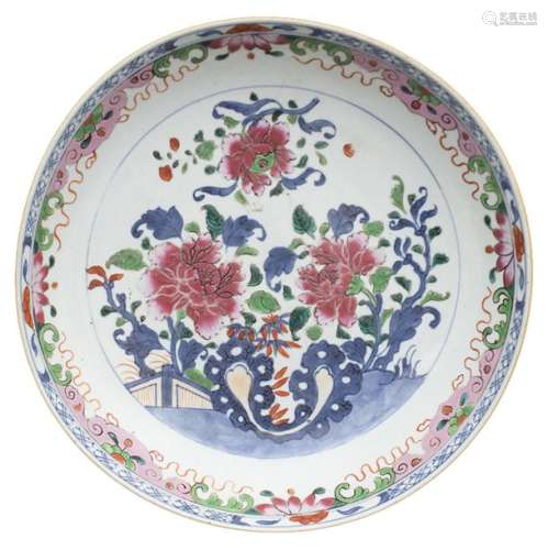 A 19TH CENTURY ‘FAMILLE ROSE’ ‘PEONIES’ DISH China…