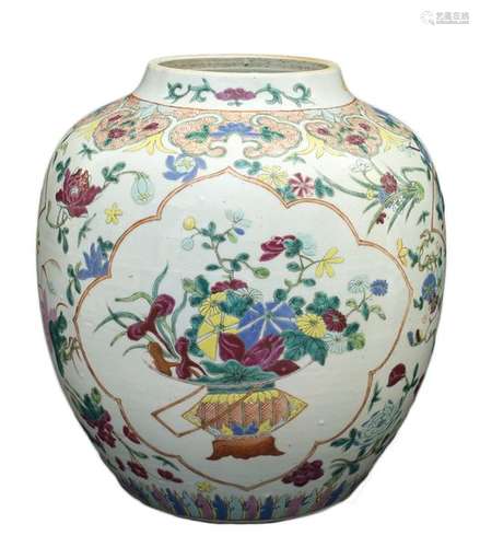 A ‘FAMILLE ROSE’ OVOID JAR China, early 20th centu…