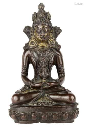 A COPPER ALLOY AND GILT FIGURE OF AMITAYUS China, …