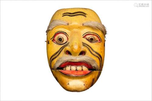 FOUR BALINESE PAINTED CARVED WOOD TOPENG MASKS mid…