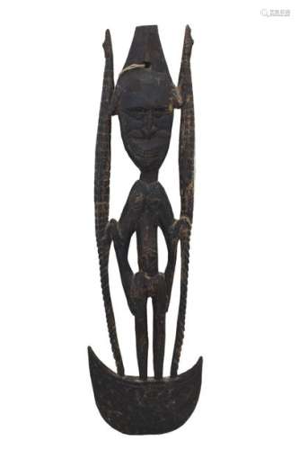 A PAPUA NEW GUINEA CARVED WOOD SUSPENSION HOOK Ear…