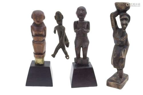 FOUR SMALL INDONESIAN CARVED WOOD SCULPTURES Early…