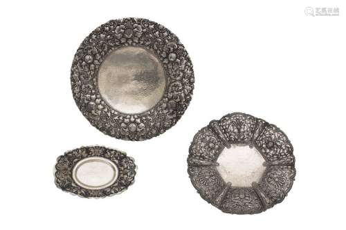 THREE INDONESIAN REPOUSSÉ SILVER TRAYS Early to mi…