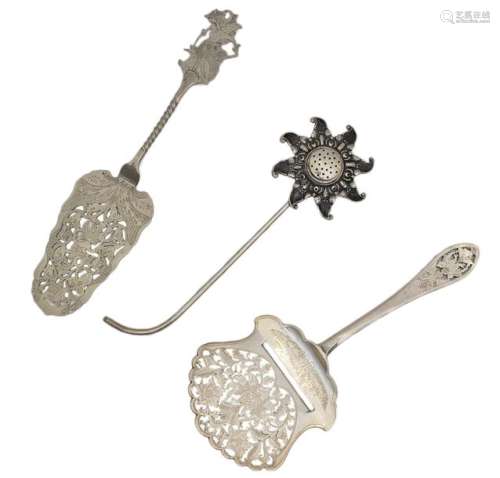 THREE INDONESIAN SILVER COOKING TOOLS Early to mid…