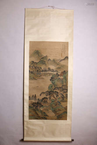 A CHINESE LANDSCAPE PAINTING SCROLL, YUN SHOUPING MARK