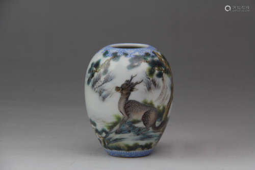 A CHINESE FAMILLE ROSE KYLIN PAINTED PORCELAIN WATER POT