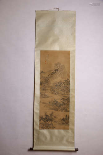 A CHINESE LANDSCAPE PAINTING SCROLL, HUANG GONGWANG MARK