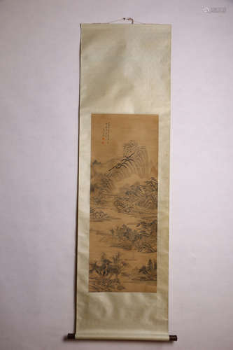 A CHINESE LANDSCAPE PAINTING SCROLL, HUANG GONGWANG MARK