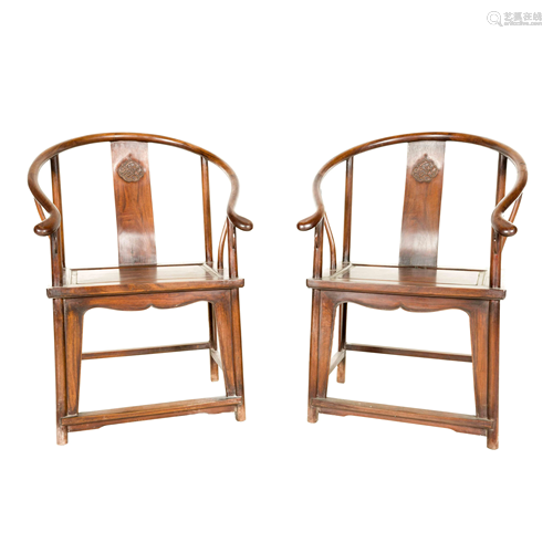 PAIR HUANGHUALI ROSE ARMCHAIRS