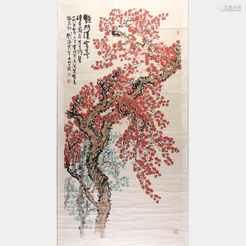 A CHINESE FLOWERS PAINTING, LIU …