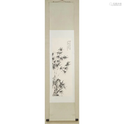 A CHINESE BAMBOO INK PAINTING, …