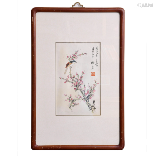 A CHINESE FLOWER & BIRD PAINTING WITH F…