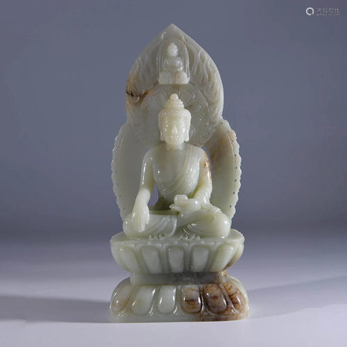 A CHINESE JADE STATUE OF AMITAYUS BU…