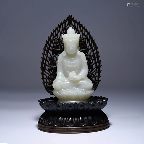 A CHINESE JADE STATUE OF AMITAYUS BU…