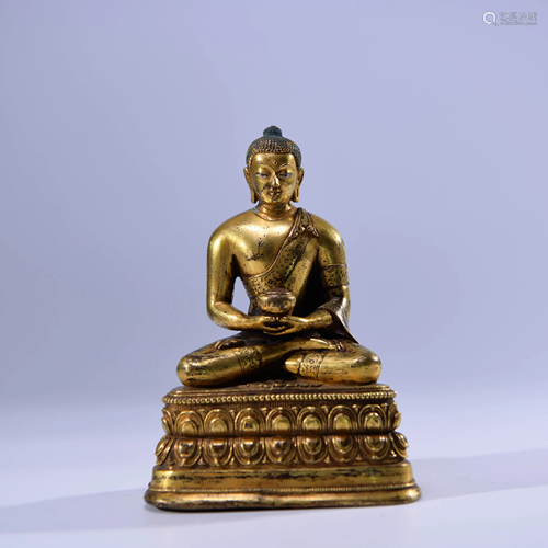 A CHINESE GILD BRONZE STATUE OF SAKY…