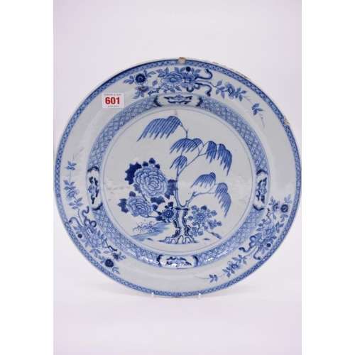 A Chinese blue and white charger,