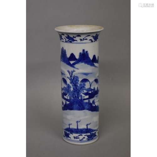 A Chinese blue and white sleeve vase,