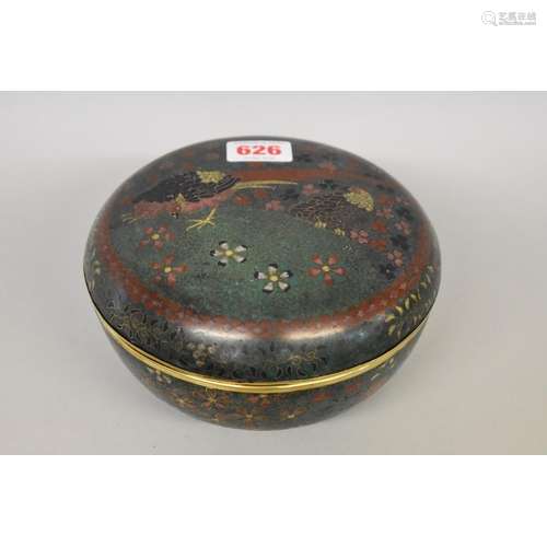 A Japanese cloisonne enamel circular box and cover,