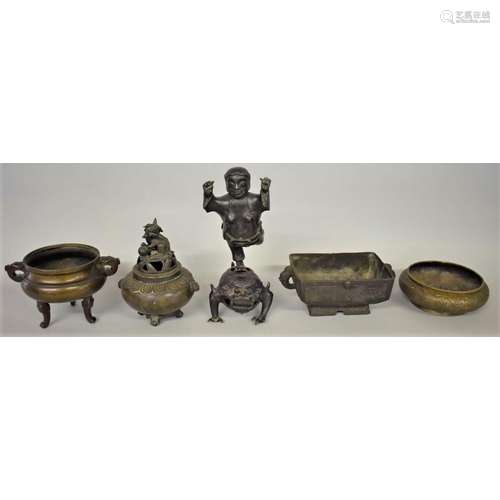 Five Chinese bronze censers,