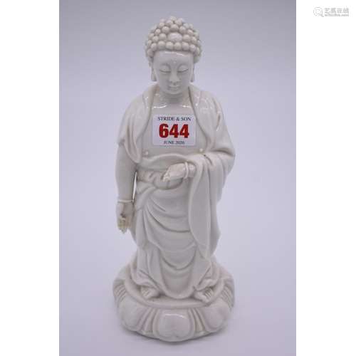 A Chinese blanc de chine standing Buddah,