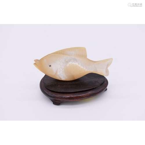 A Chinese carved mother-of-pearl fish,