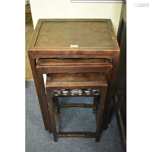 A nest of three Chinese hardwood tables,