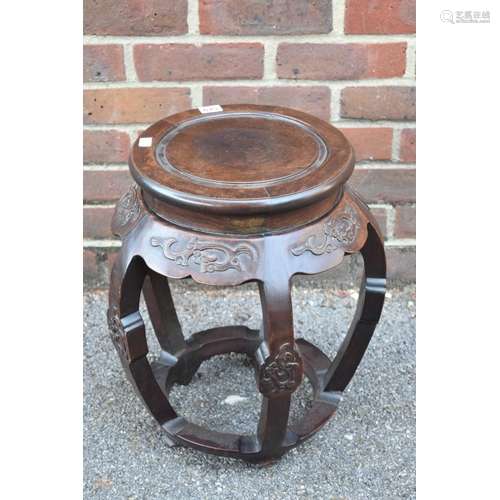 A Chinese carved hardwood jardiniere stand,