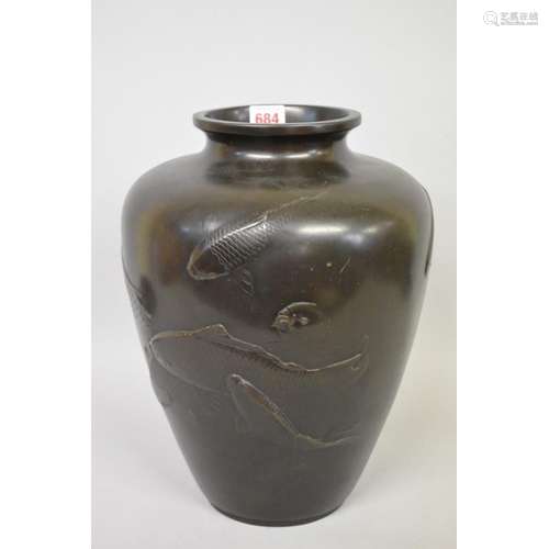 WITHDRAWN FROM SALE: A good and large Japanese bronze vase,