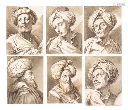 Charles Parrocel (1688-1752) ensemble de six portraits d'Orientaux, Eaux-fortes sur [...]