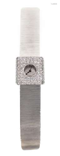 Uti, montre à bracelet milanais en or gris .750, avec couvercle pavé de diamants, [...]