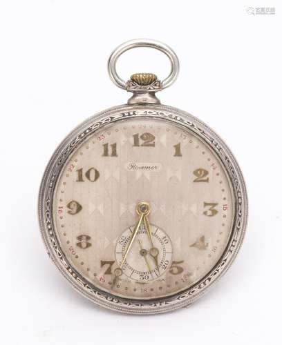 ROAMER montre de poche extra-plate à boîte en argent .800, cadran guilloché doré [...]