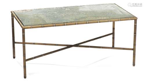 Table basse rectangulaire à piètements en laiton imitant le bambou et plateau de [...]