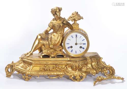 Horloge de table en bonze doré de style Louis XVI et d'époque Nap. III [...]