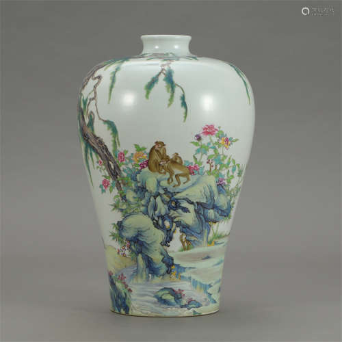 CHINESE FAMILLE ROSE FLOWER MEIPING VASE