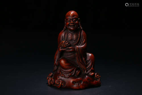 A Chinese Carved Boxwood Arhat Ornament