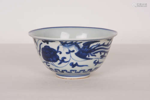 A Chinese Blue and White phoenix Pattern Porcelain Bowl