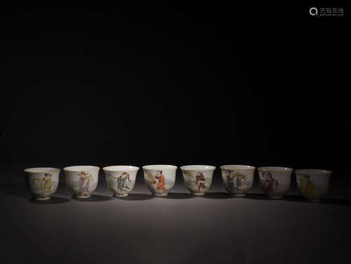 A Set of Chinese Light colorful porcelain Cups