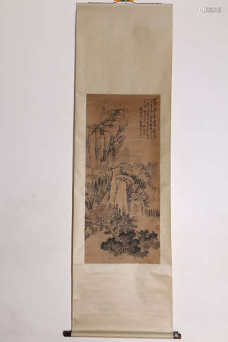 A Chinese Landscape Painting Scroll, Shi Tao Mark