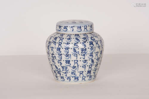 A Chinese Sanskrit Porcelain Jar
