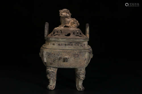 A Chinese Double Ears Three-legged Censer