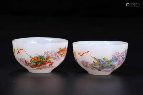 A Chinese Dragon Pattern Enamel Glassware Bowl