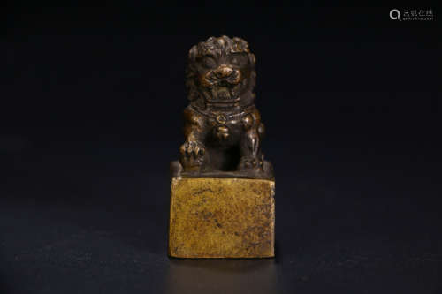 A Chinese Lion Handle Copper Seal