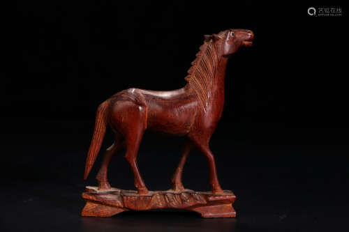 A Chinese Carved Wood Horse Ornament