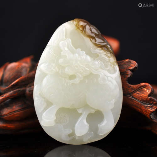 A Chinese Carved Hetian Jade Pendant
