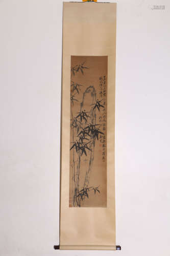 A Chinese Bamboo Painting Scroll, Zheng Banqiao Mark